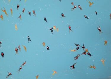 绘画 标题为“Swimming together” 由Kathrin Flöge, 原创艺术品, 丙烯 安装在木质担架架上