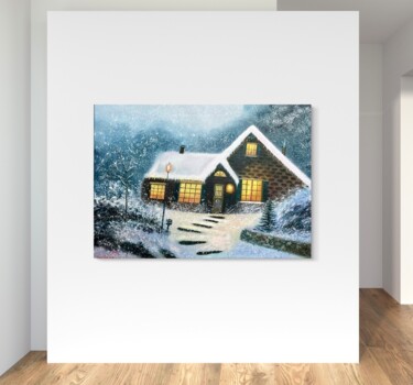 The festive lights of a winter night. Painting titled "The festive lights…" by Lara Wasiljewa, Original Artwork, Oil
