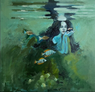 Peinture intitulée "Русалочка" par Olga Bronskikh, Œuvre d'art originale, Huile