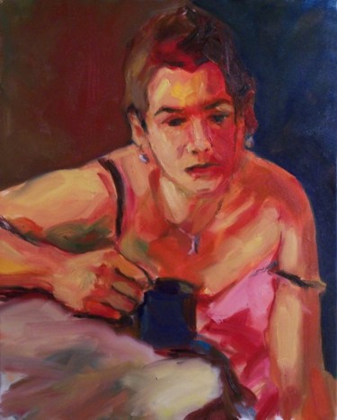 Peinture intitulée "La tasse bleue" par Karine Lemoine, Œuvre d'art originale