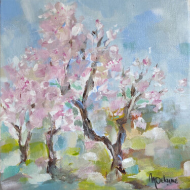 Painting titled "Les Amandiers en fl…" by Myriam Delarue-Assan, Original Artwork, Acrylic Mounted on Wood Stretcher frame
