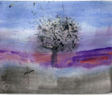 Painting titled "Θύελλα" by Despina Vrouvaki, Original Artwork, Watercolor