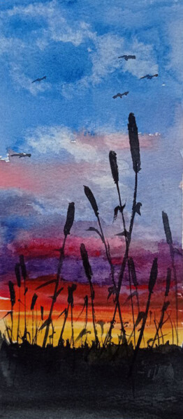At dawn Painting titled "At dawn" by Juliaresha, Original Artwork, Watercolor