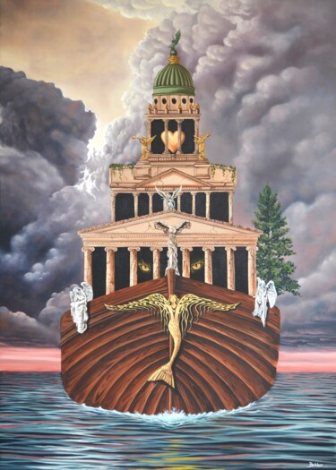 绘画 标题为“ship of angels” 由Beklan Kızılçay, 原创艺术品, 油