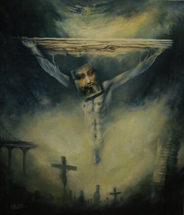 Pittura intitolato "Dismas" da Ľubomír Sinčák, Opera d'arte originale, Olio