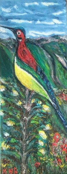 绘画 标题为“L’oiseau au long bec” 由Maria Helena De  Macedo  Benier, 原创艺术品, 丙烯