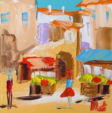 「Place aux herbes」というタイトルの絵画 Natによって, オリジナルのアートワーク, オイル