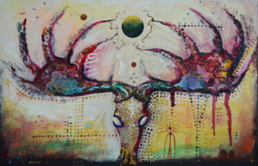 Painting titled "Megaceros" by Ludovic Lan, Original Artwork, Oil