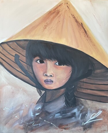 Картина под названием "Cambodgienne" - Lind-Art, Подлинное произведение искусства, Акрил