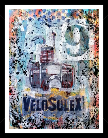 Prenten & gravures getiteld "SOLEX" door Christophe Flaugère, Origineel Kunstwerk, Linosnede