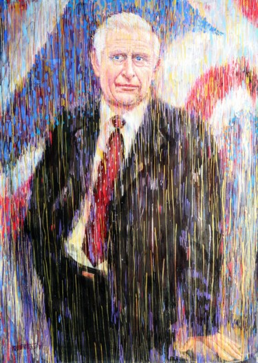 Painting titled "KING" by Rakhmet Redzhepov, Original Artwork, Oil Mounted on Wood Stretcher frame