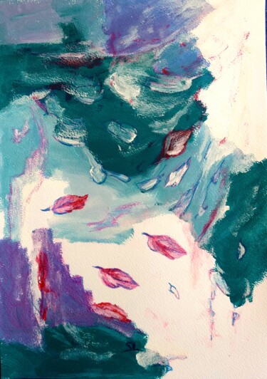 Abstrait Feuilles qui s'envolent 图画 标题为“Abstrait Feuilles q…” 由Sandrine Lefebvre, 原创艺术品, 铅笔