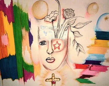 Zeichnungen mit dem Titel "Spirituelle" von Kathia Donaté, Original-Kunstwerk, Bleistift