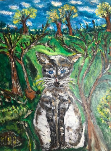 Painting titled "Le chat en liberté" by Maria Helena De  Macedo  Benier, Original Artwork, Acrylic