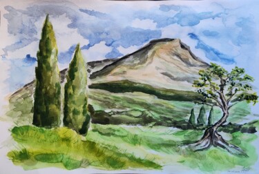 Sainte-Victoire n°2 Painting titled "Sainte-Victoire n°2" by Anna An, Original Artwork, Watercolor