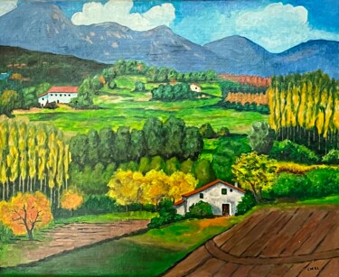 绘画 标题为“Paysage de campagne” 由Charles Lienemann, 原创艺术品, 丙烯 安装在其他刚性面板上