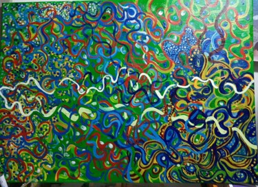 Painting titled "CratiSento Excape" by Sandra Ligato, Original Artwork, Acrylic Mounted on Wood Stretcher frame