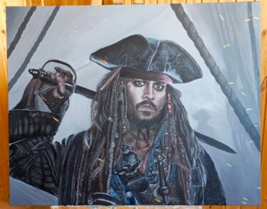 Painting titled "Джек Воробей" by El Vira Muhametdinova, Original Artwork, Acrylic