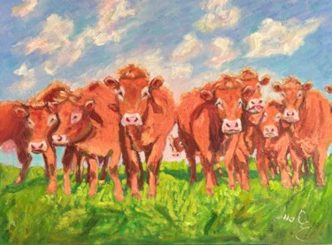 Limousines curieuses 3 Painting titled "Limousines curieuse…" by Loudmila Harscouet, Original Artwork, Oil Mounted on Wood Stretcher frame