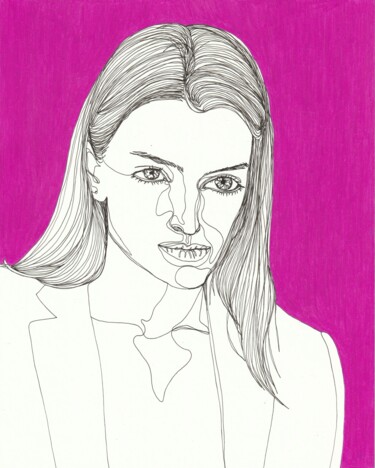 图画 标题为“Portrait de femme f…” 由Sandrine Borgniet, 原创艺术品, 标记