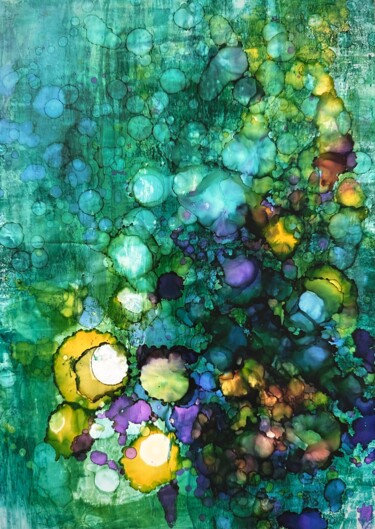 Secret garden 2 Schilderij getiteld "Secret garden 2" door Joanna Wietrzycka, Origineel Kunstwerk, pigmenten Gemonteerd op Houten paneel