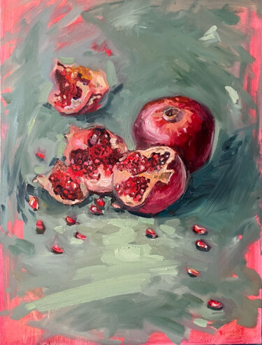 Painting titled "Гранаты" by Olga Bronskikh, Original Artwork, Oil