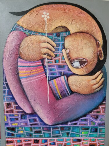 The Solitude Embrace Peinture intitulée "The Solitude Embrace" par Liana Asatryan, Œuvre d'art originale, Huile Monté sur Châssis en bois