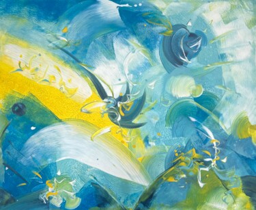 Painting titled "EQUINOX" by Delphine Bernard, Original Artwork, Acrylic Mounted on Wood Stretcher frame