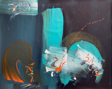Painting titled "VEILLEURS" by Delphine Bernard, Original Artwork, Acrylic Mounted on Cardboard