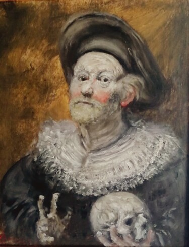 Peinture intitulée "Rembrandt Inspired,…" par Amazeigh Bouzékri, Œuvre d'art originale, Huile