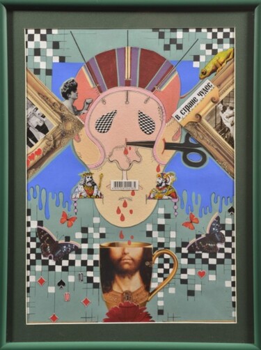 Collages titled "в стране чудес" by Olga Gatieva, Original Artwork, Collages Mounted on Wood Panel