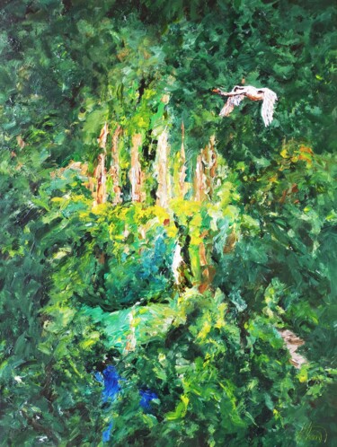 Painting titled "Traversée de Gaume…" by Antoine Juliens, Original Artwork, Acrylic Mounted on Cardboard
