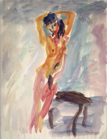 绘画 标题为“Watercolor standing…” 由Terushige Matsumoto, 原创艺术品, 水彩