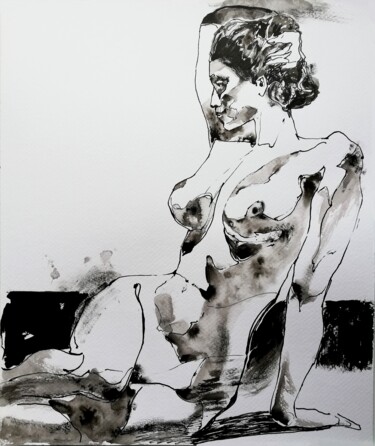 图画 标题为“Nude by the Sea” 由Jelena Djokic, 原创艺术品, 墨
