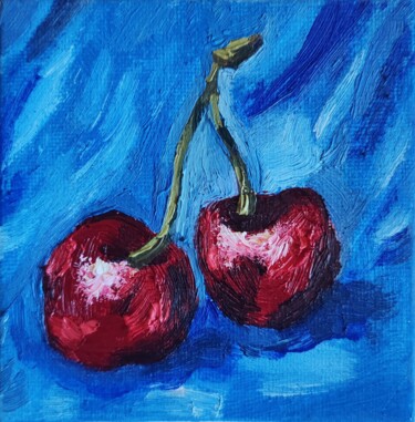 Peinture intitulée "cerise" par Anna An, Œuvre d'art originale, Huile Monté sur Carton