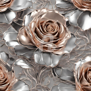 Roses rose gold Arts numériques intitulée "Roses rose gold" par Reskatorsilver, Œuvre d'art originale, Impression numérique