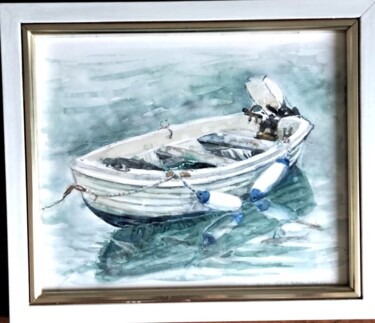 Painting titled "Vecchio gozzo" by Oxana Sakharzeva, Original Artwork, Watercolor