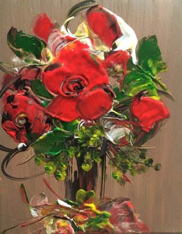 Painting titled "PEPITE FLORALE N° 1" by Annick Pallard, Original Artwork, Acrylic