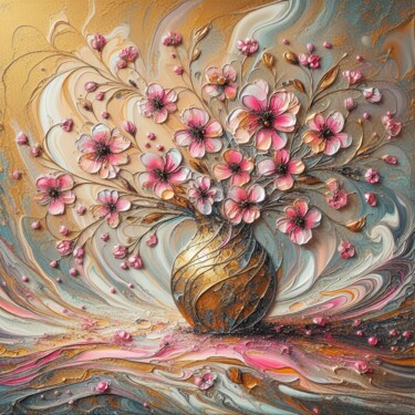 数字艺术 标题为“Flower Vase” 由Abstract Bliss, 原创艺术品, AI生成的图像