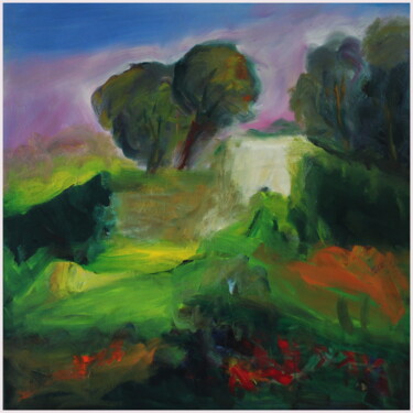 Pittura intitolato "Les deux pins" da Victorine Follana, Opera d'arte originale, Olio Montato su Telaio per barella in legno
