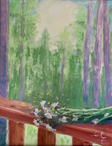 Peinture intitulée "Bouquet de Taîga" par Loudmila Harscouet, Œuvre d'art originale, Huile Monté sur artwork_cat.