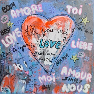 Painting titled "Boum Boum !" by Angélique Pécriaux, Original Artwork, Acrylic Mounted on Wood Stretcher frame
