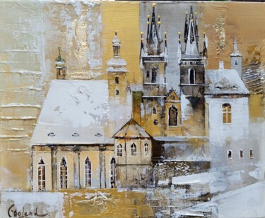 Pittura intitolato "Golden Prague" da Molena, Opera d'arte originale, Acrilico Montato su Telaio per barella in legno