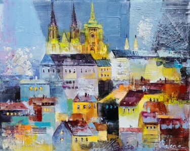 绘画 标题为“Prague Castle” 由Molena, 原创艺术品, 丙烯 安装在木质担架架上