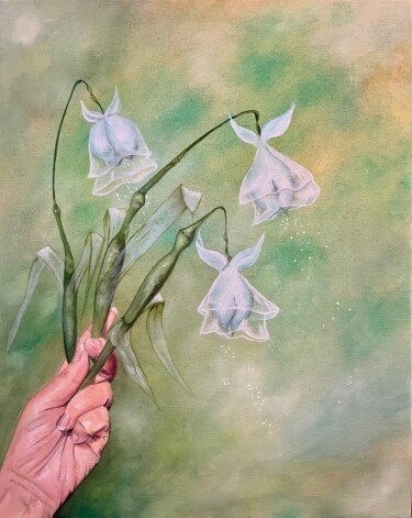 Painting titled "Little Merflowers" by Carina Martins, Original Artwork, Oil