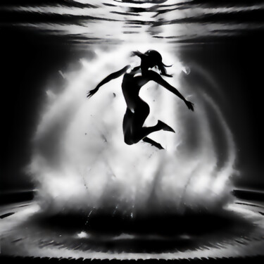 Arte digital titulada "WATERWOMAN II" por Josep Domènech, Obra de arte original, Imagen generada por IA Montado en Cartulina