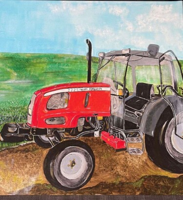 Ζωγραφική με τίτλο "Just little tractor" από Nastia Inkina, Αυθεντικά έργα τέχνης, Ακρυλικό