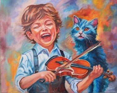 Musique de sentiments vivants : Violoniste "Musique de sentimen…" başlıklı Tablo Елена Хевелева tarafından, Orijinal sanat, Petrol