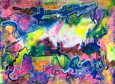 绘画 标题为“Graffart” 由Muriel Deumie, 原创艺术品, 喷漆 安装在木质担架架上