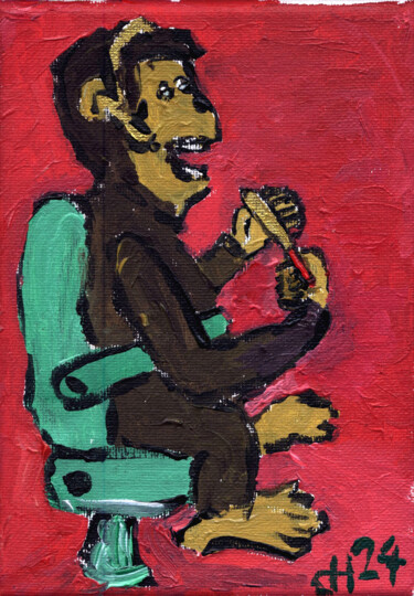 Malerei mit dem Titel "Hotline" von Dieter Hamm, Original-Kunstwerk, Acryl